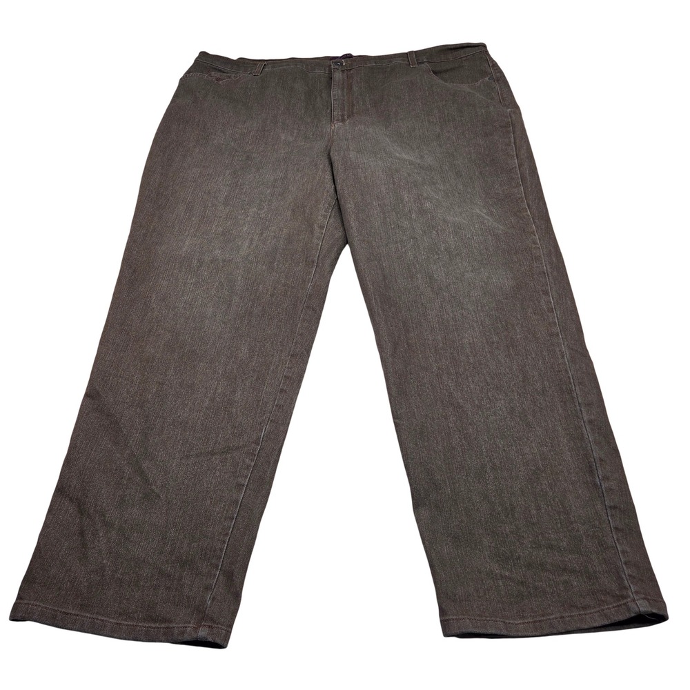 Gloria Vanderbilt Amanda Straight Leg Jeans Womens 24W Brown Embroidered Stretch